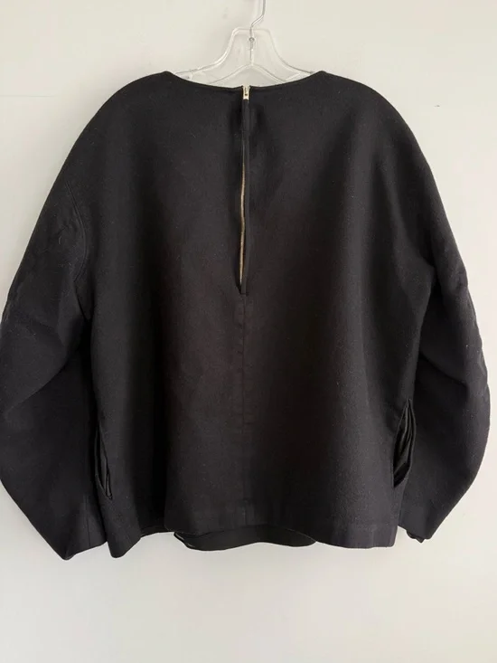 ARITZIA Babaton 1-01 Palermo Wool Cashmere Top Black Oversized Minimalist Blouse - Picture 4 of 11